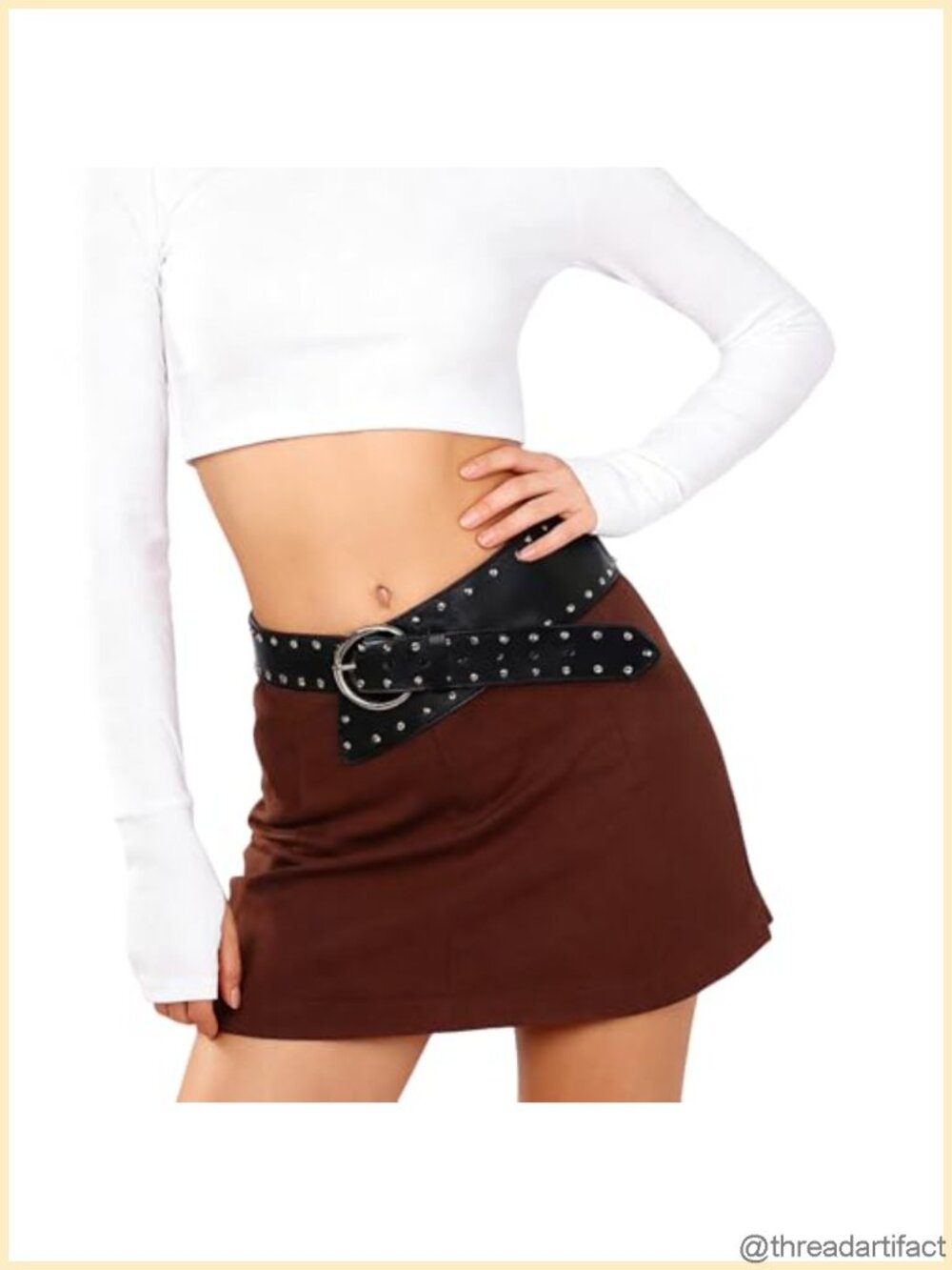 Punk Faux Leather Waist Belt Wide Chunky Metal Buckle Rivet
